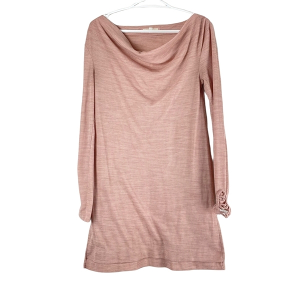 Anthropologie Pure + Good Ribbed Cowl Neck Long Sleeve Mini Dress - Picture 2 of 10